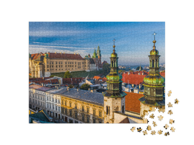 puzzle 1000 dílků „Centrum Krakova s výhledem na hrad Wawel, Polsko“