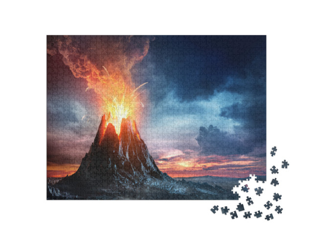 puzzle 1000 dílků „Sopečná hora v erupci“