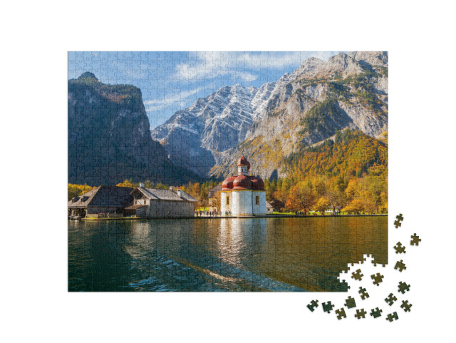 puzzle 1000 dílků „St. Bartholomä am Königssee, Bavorsko, Německo“