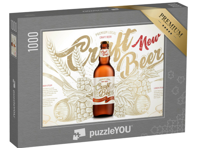 puzzle 1000 dílků „Reklamy na řemeslné pivo, nádherné lahvové pivo ve 3D ilustraci...“