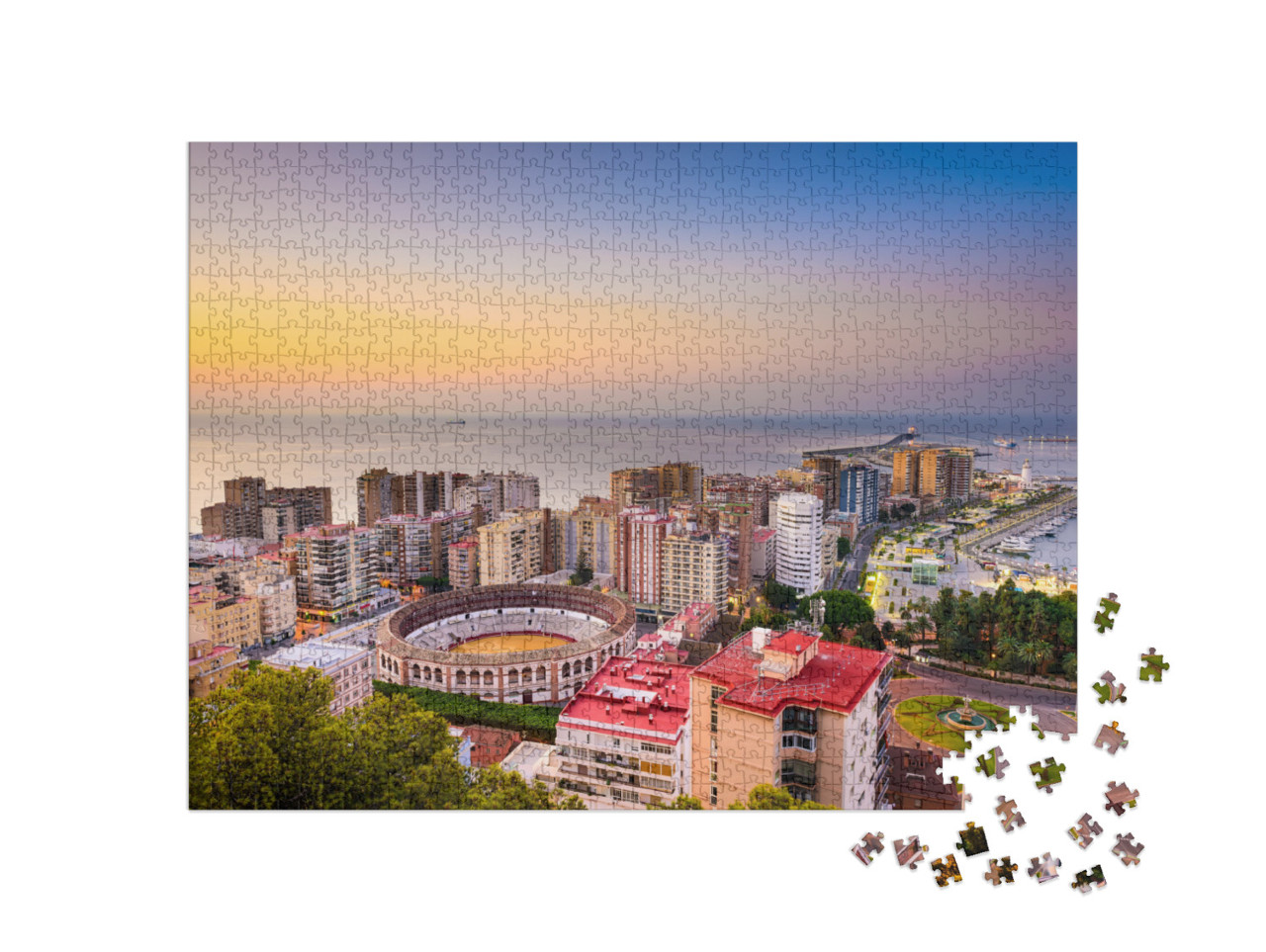 puzzle 1000 dílků „Soumrak nad Málagou, Španělsko“