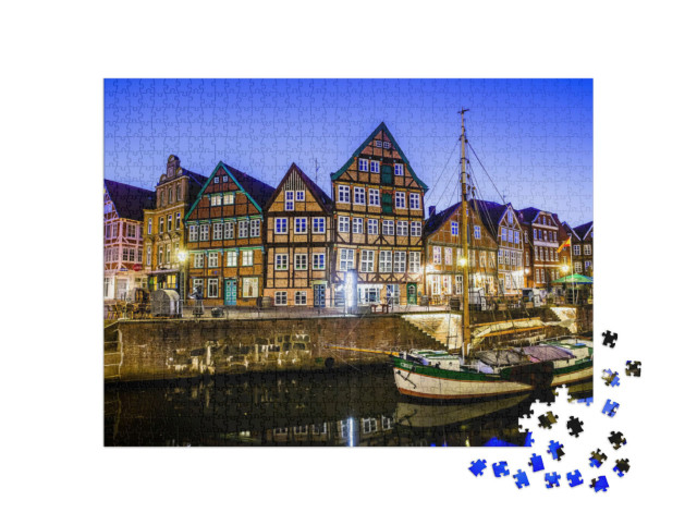 puzzle 1000 dílků „Staré centrum města Stade v severním Německu, nedaleko Severního moře“