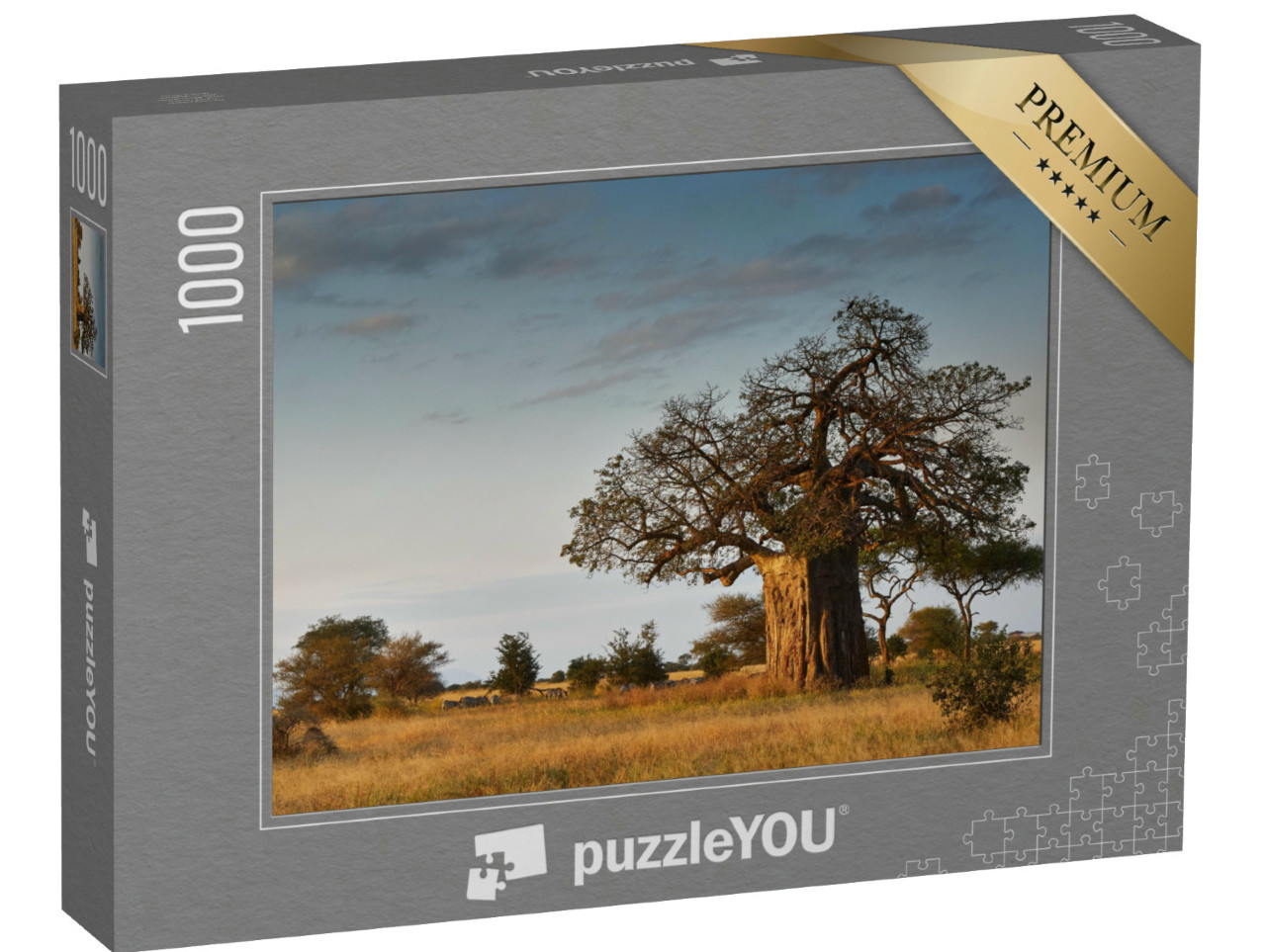 puzzle 1000 dílků „Africká krajina s velkým baobabem“