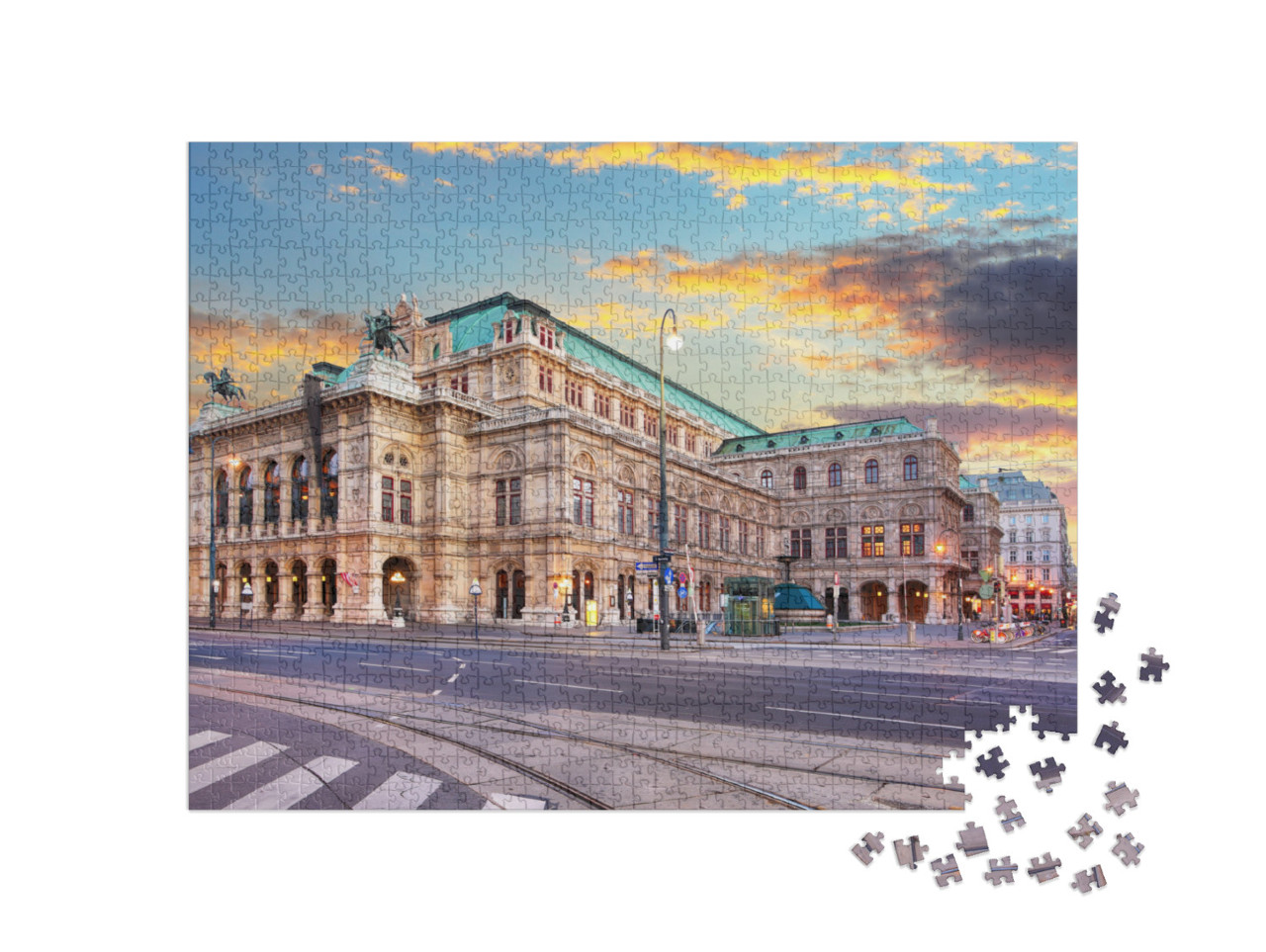 puzzle 1000 dílků „Státní opera při východu slunce, Vídeň, Rakousko“