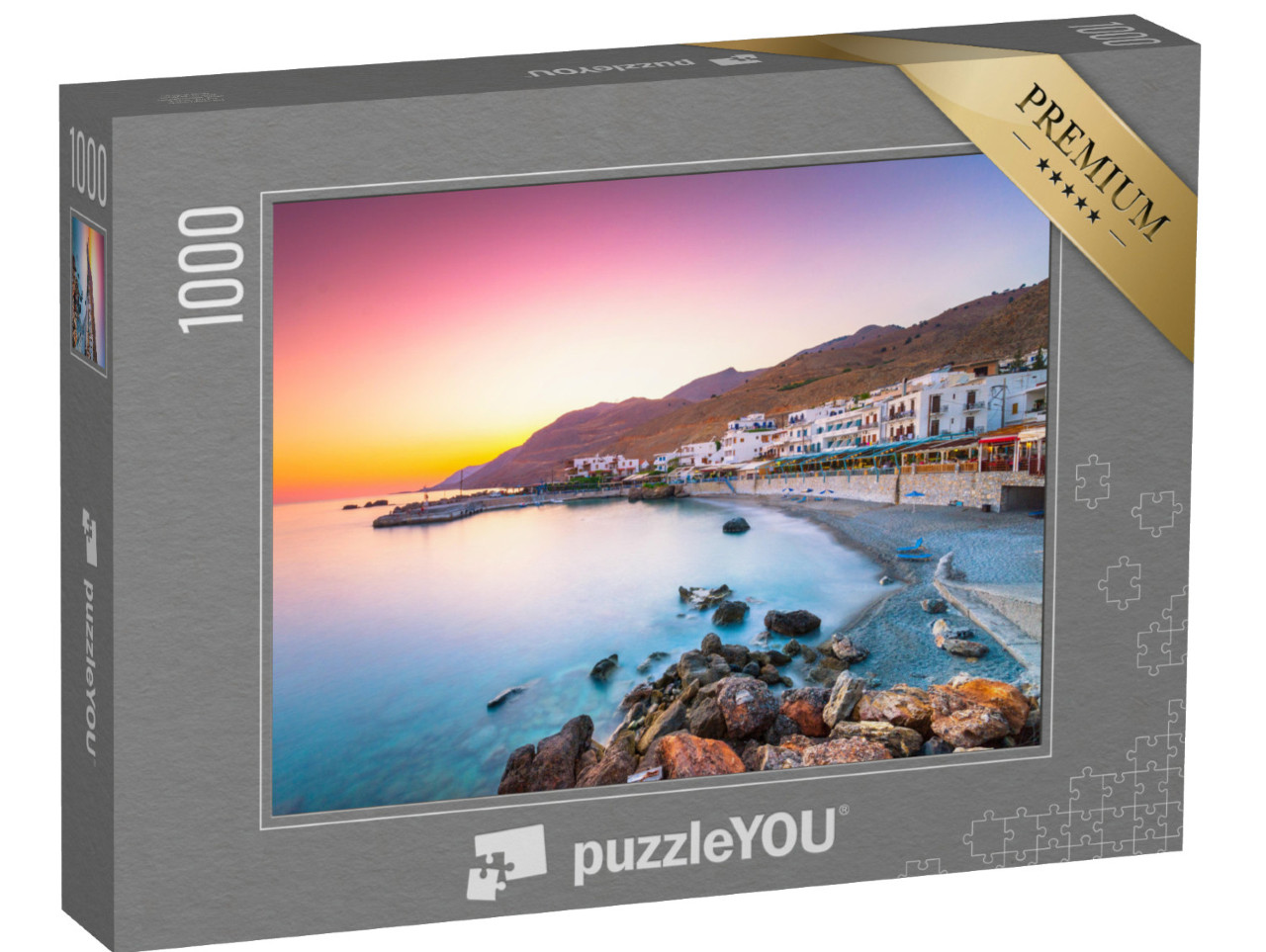 puzzle 1000 dílků „Malá vesnice Chora Sfakion, Kréta, Řecko“