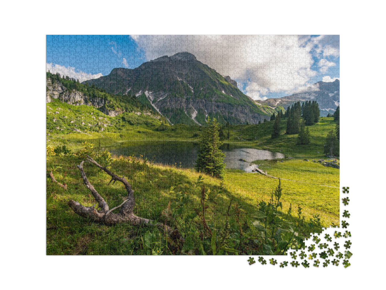 puzzle 2000 dílků „Fantastická túra v krásném pohoří Lechquellengebirge“