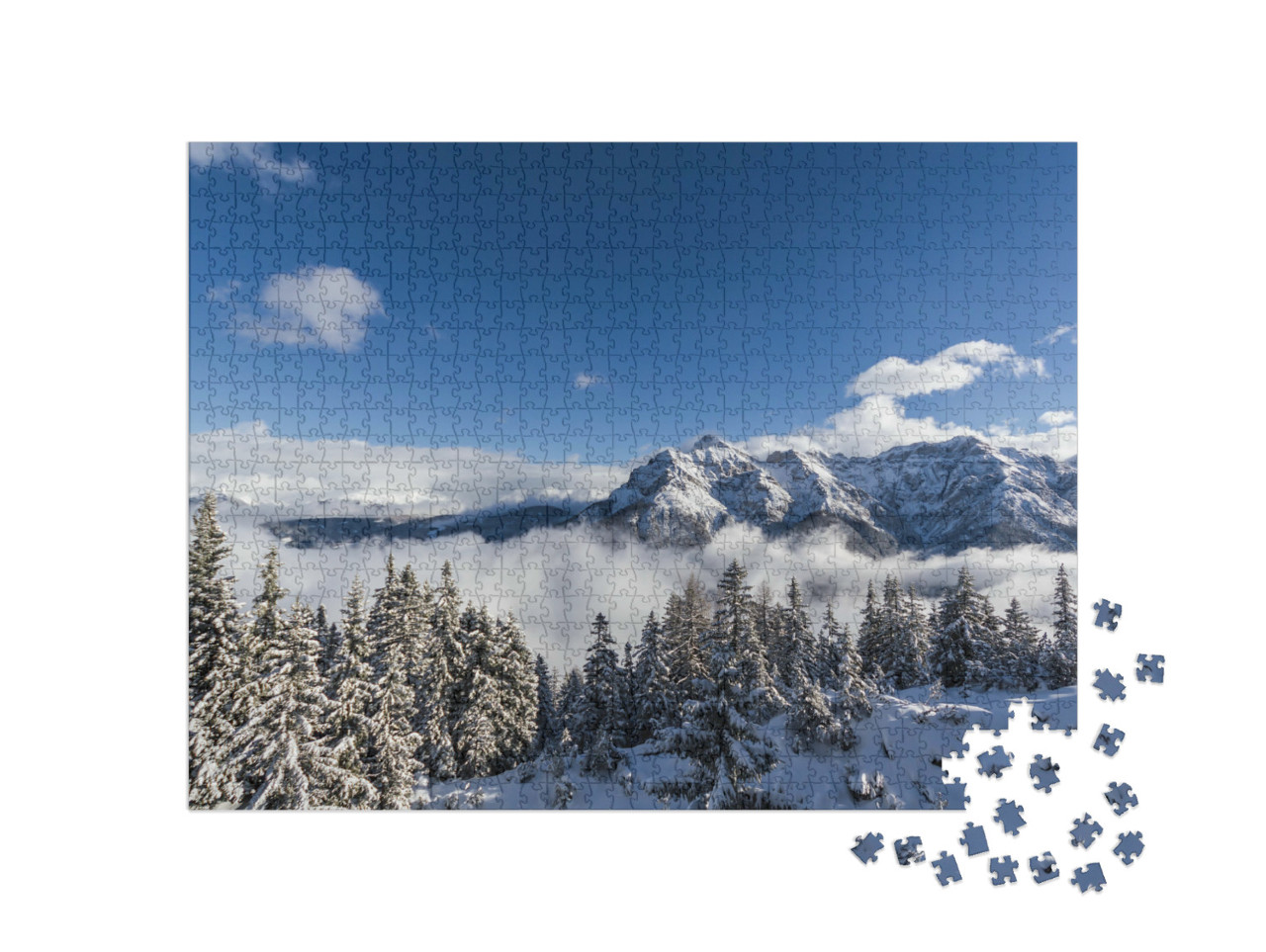 puzzle 1000 dílků „Zimní krajina v Tyrolských Alpách na ledovci Stubai“