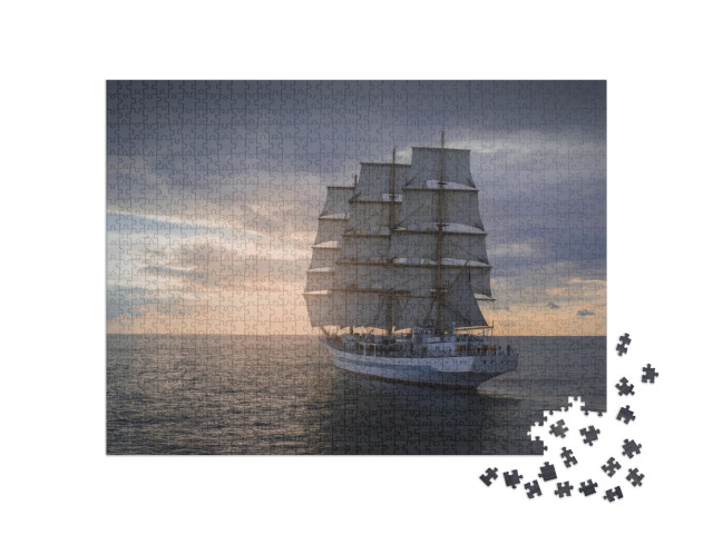 puzzle 1000 dílků „Historická plachetnice na cestě přes moře“