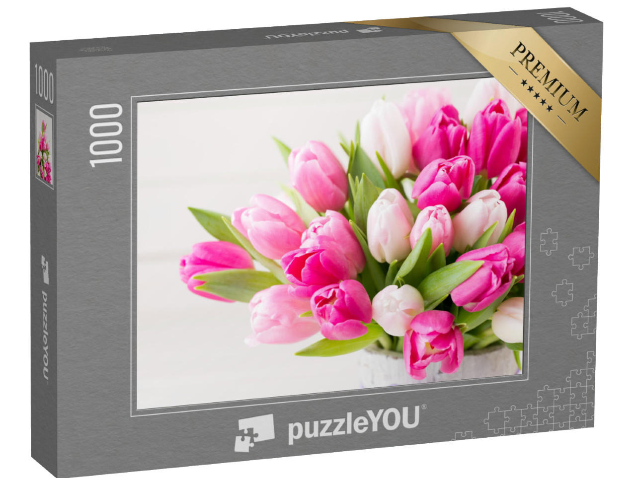 puzzle 1000 dílků „Růžové tulipány o Velikonocích“