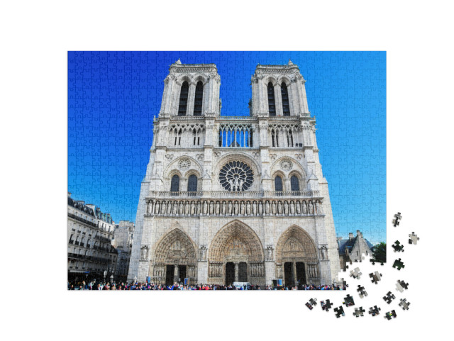 puzzle 1000 dílků „Katedrála Notre Dame, Paříž, Francie, turistická atrakce Paříže“