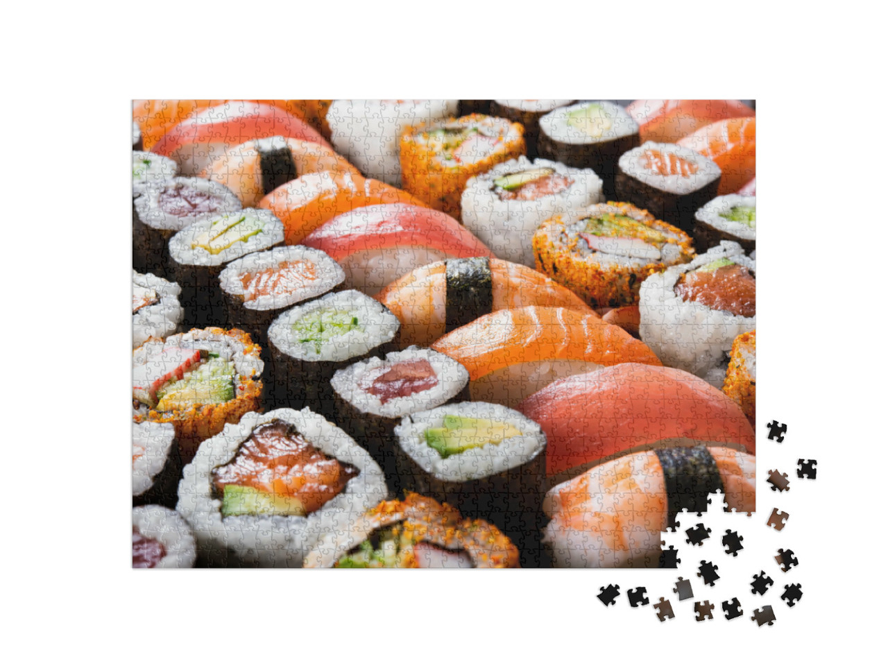puzzle 1000 dílků „Výběr sushi maki a závitků s tuňákem“