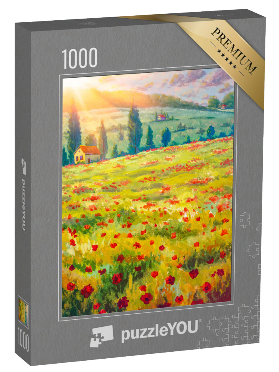 puzzle 1000 dílků „Červené máky, Claude Monet Impresionismus“