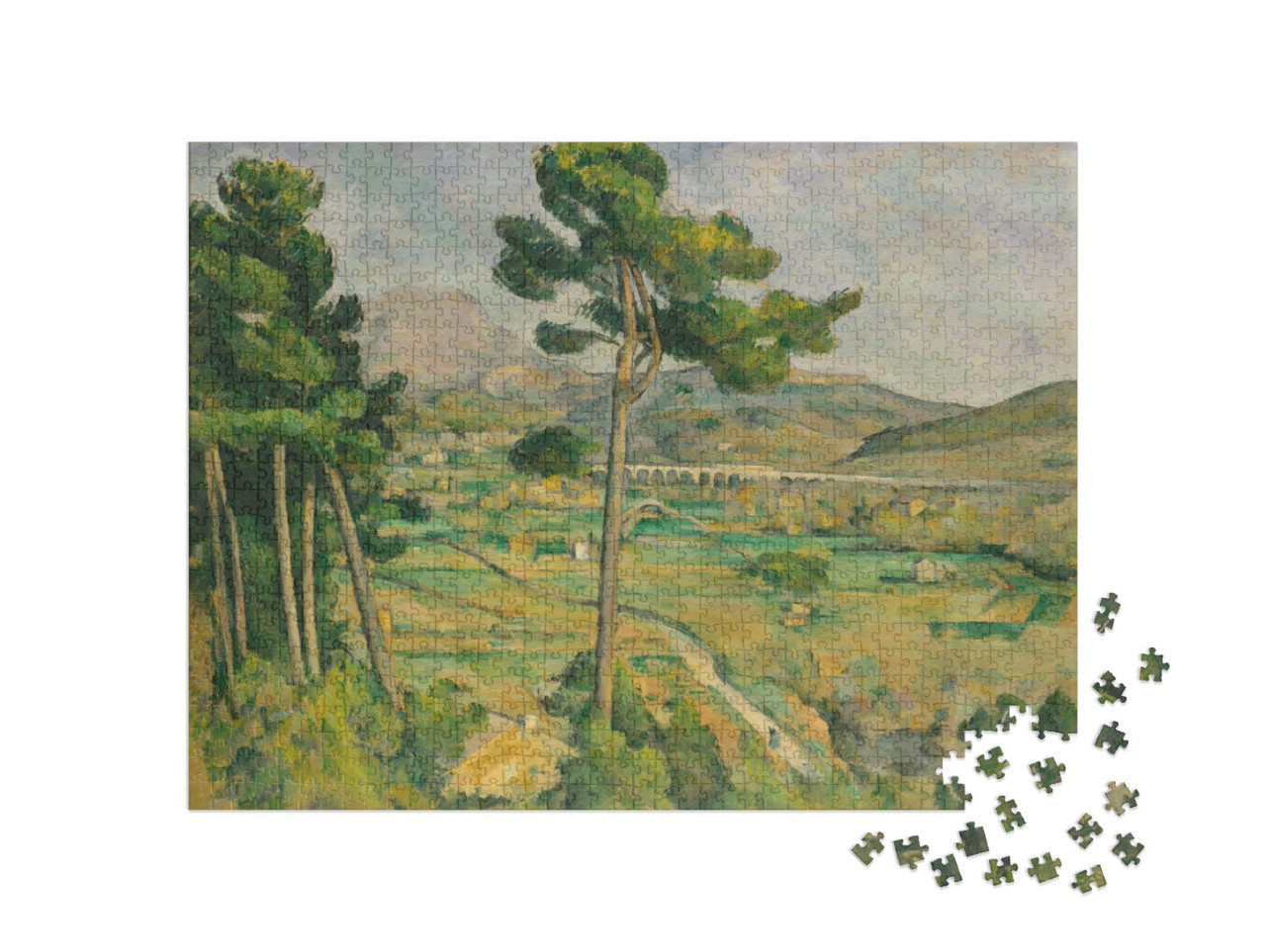 puzzle 1000 dílků „Paul Cézanne - Mont Sainte Victoire a viadukt v údolí Arc“