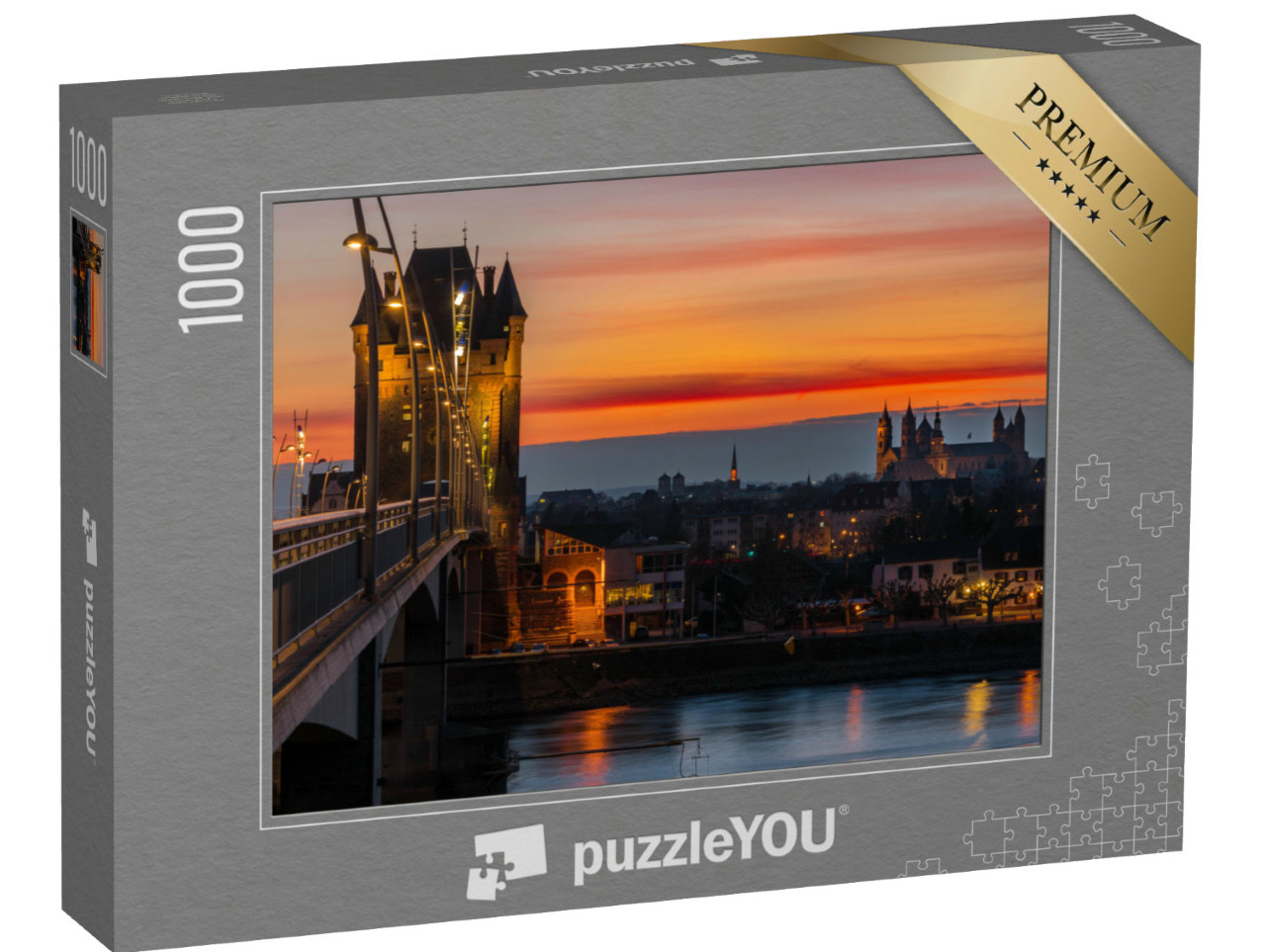 puzzle 1000 dílků „Rýnský most a katedrála svatého Petra ve Wormsu, Německo“