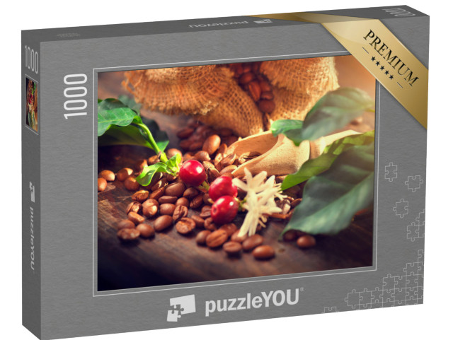 puzzle 1000 dílků „Kávová zrna s plody kávovníku“