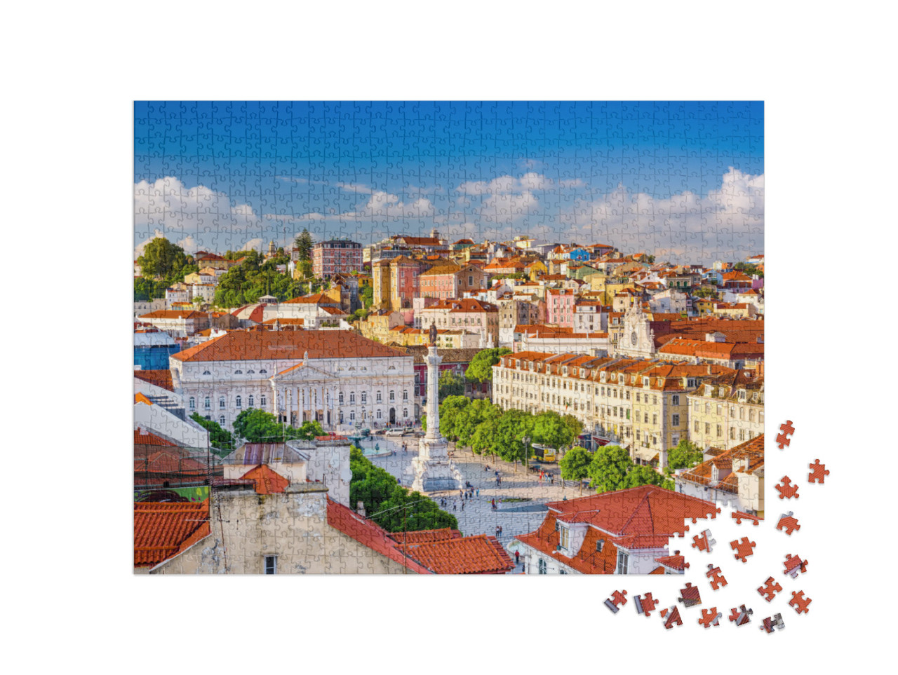 puzzle 1000 dílků „Lisabonské panorama s výhledem na náměstí Rossio“