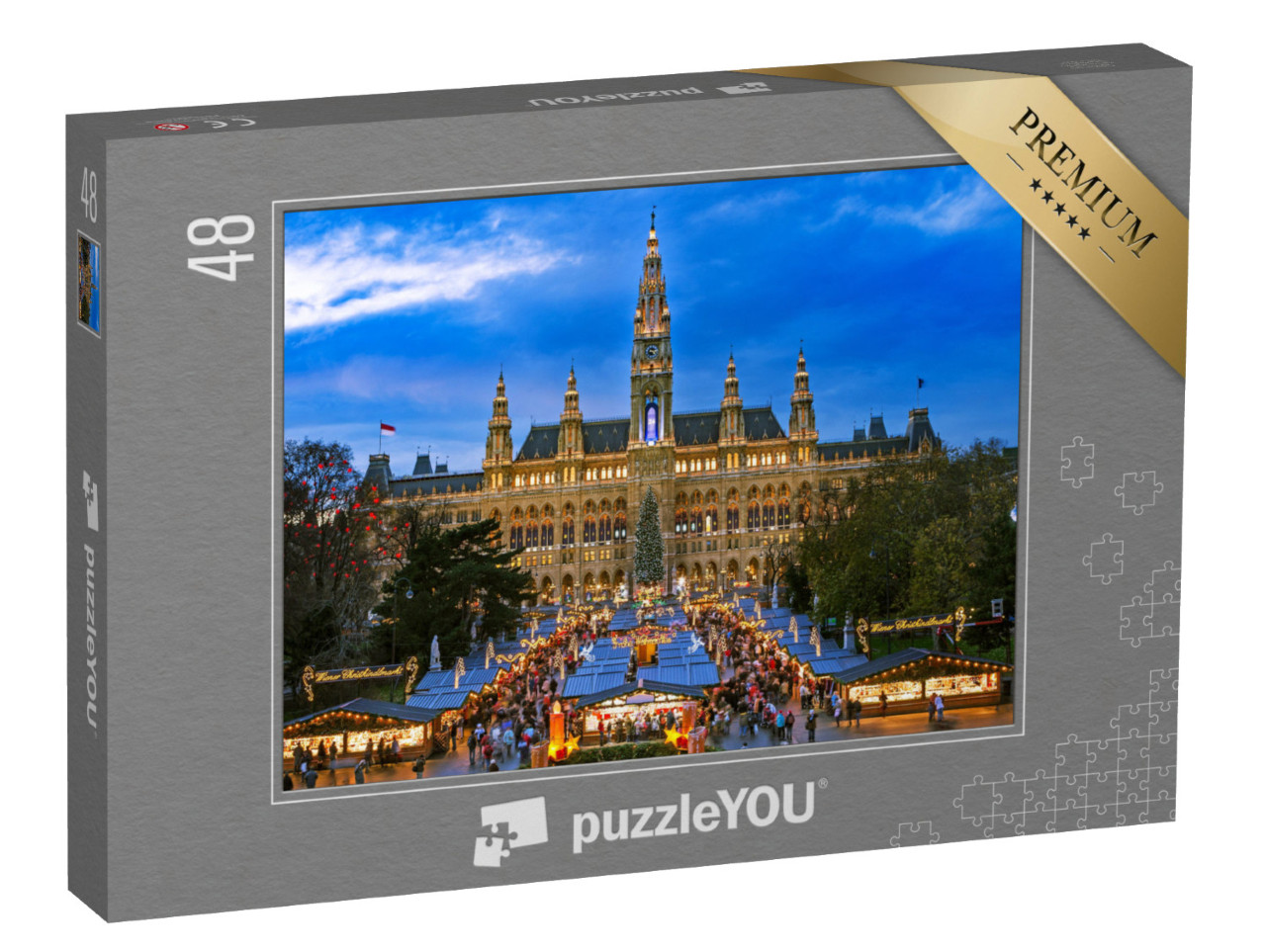 puzzle 48 dílků „Vánoční trh ve Vídni, zimní motivy“