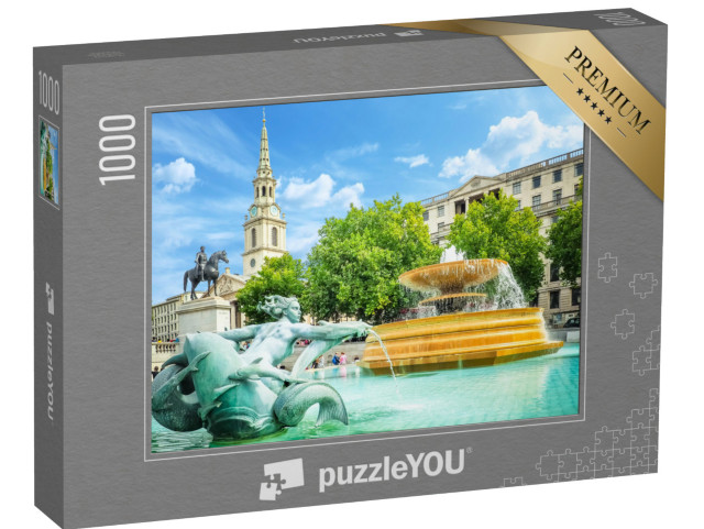 puzzle 1000 dílků „Kašna na Trafalgarském náměstí za jasného letního dne“