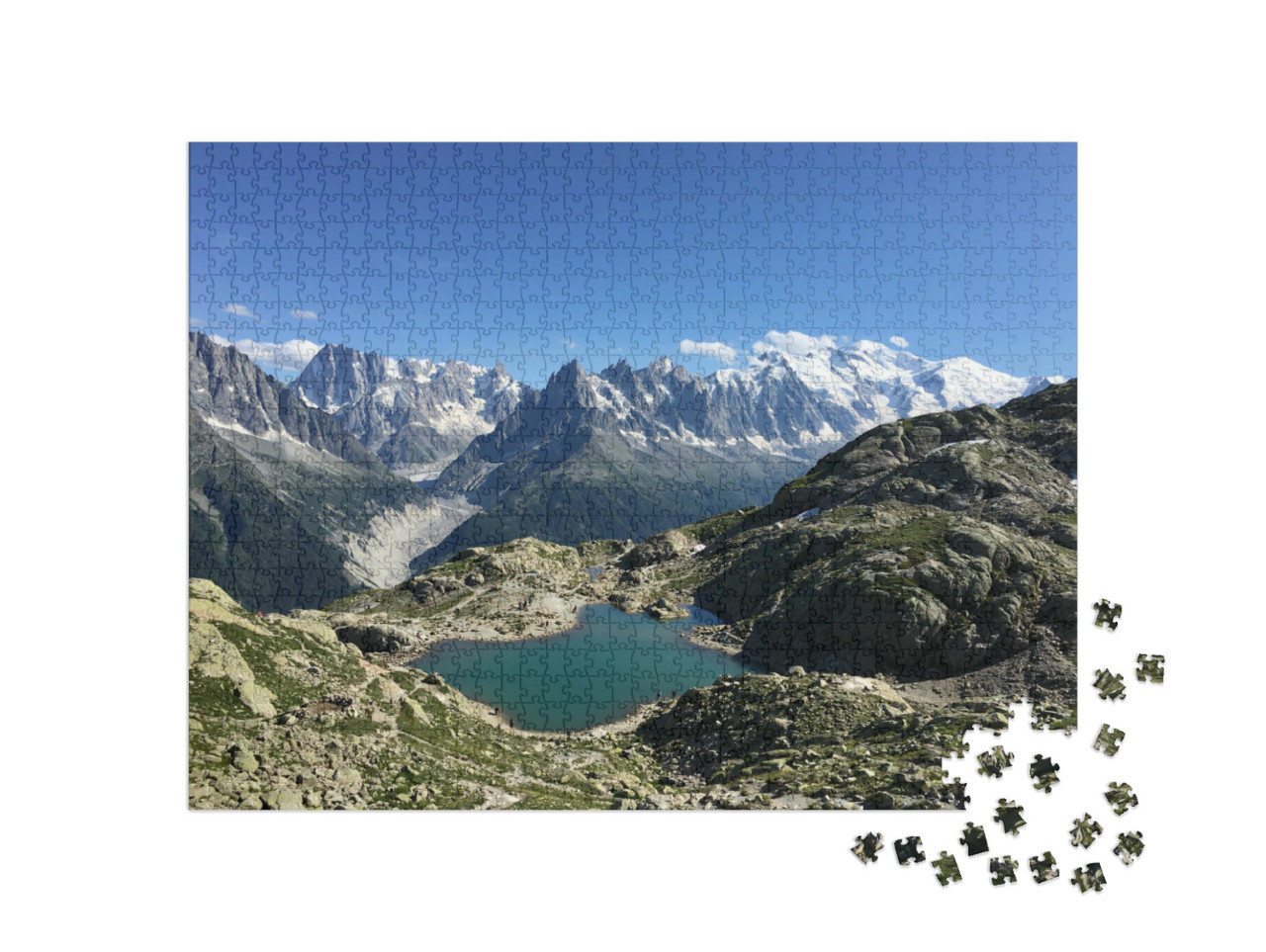 puzzle 1000 dílků „Lac Blanc, Mont Blanc u Chamonix-Mont-Blanc“