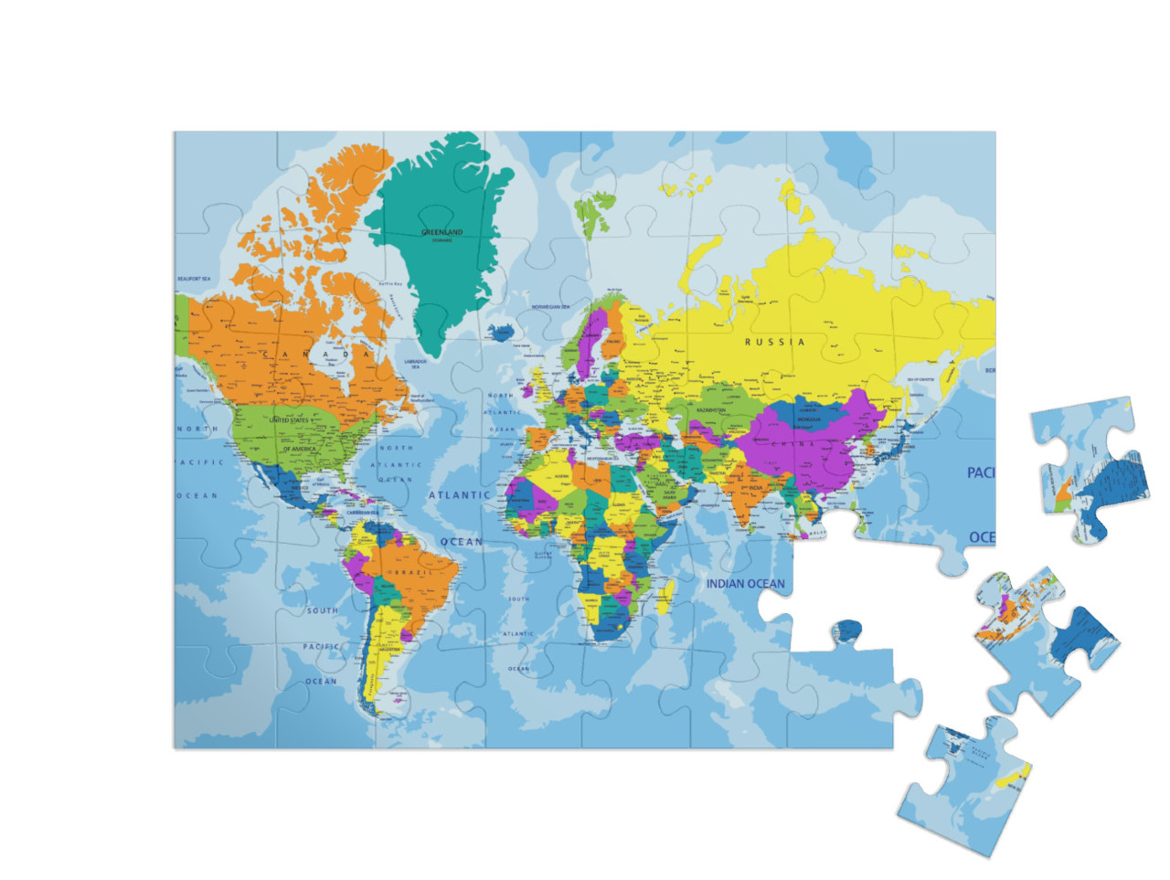 puzzle 48 dílků „Politická mapa světa“