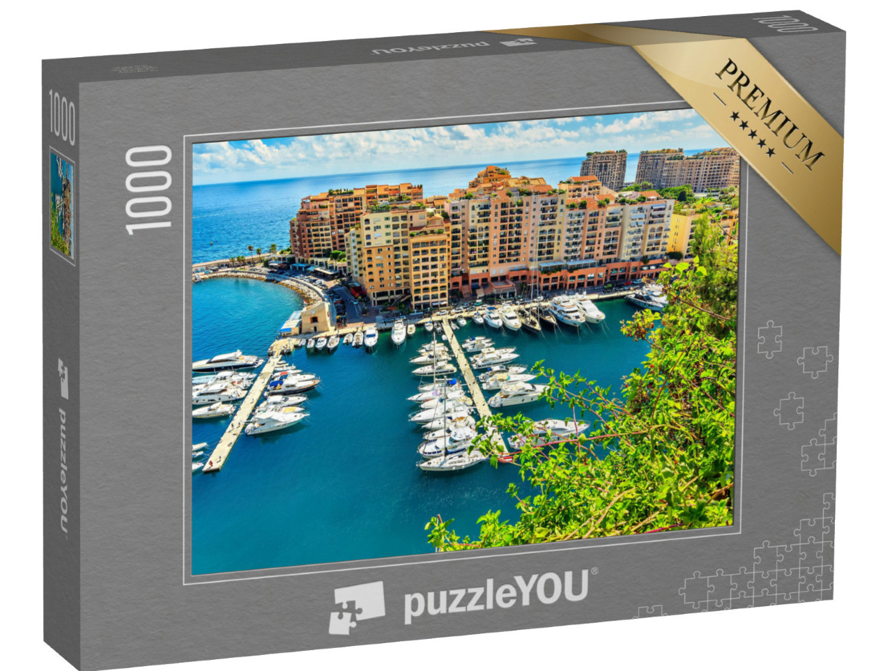 puzzle 1000 dílků „Byty, přístavy a luxusní jachty v zátoce, Monte Carlo, Monako, Evropa“