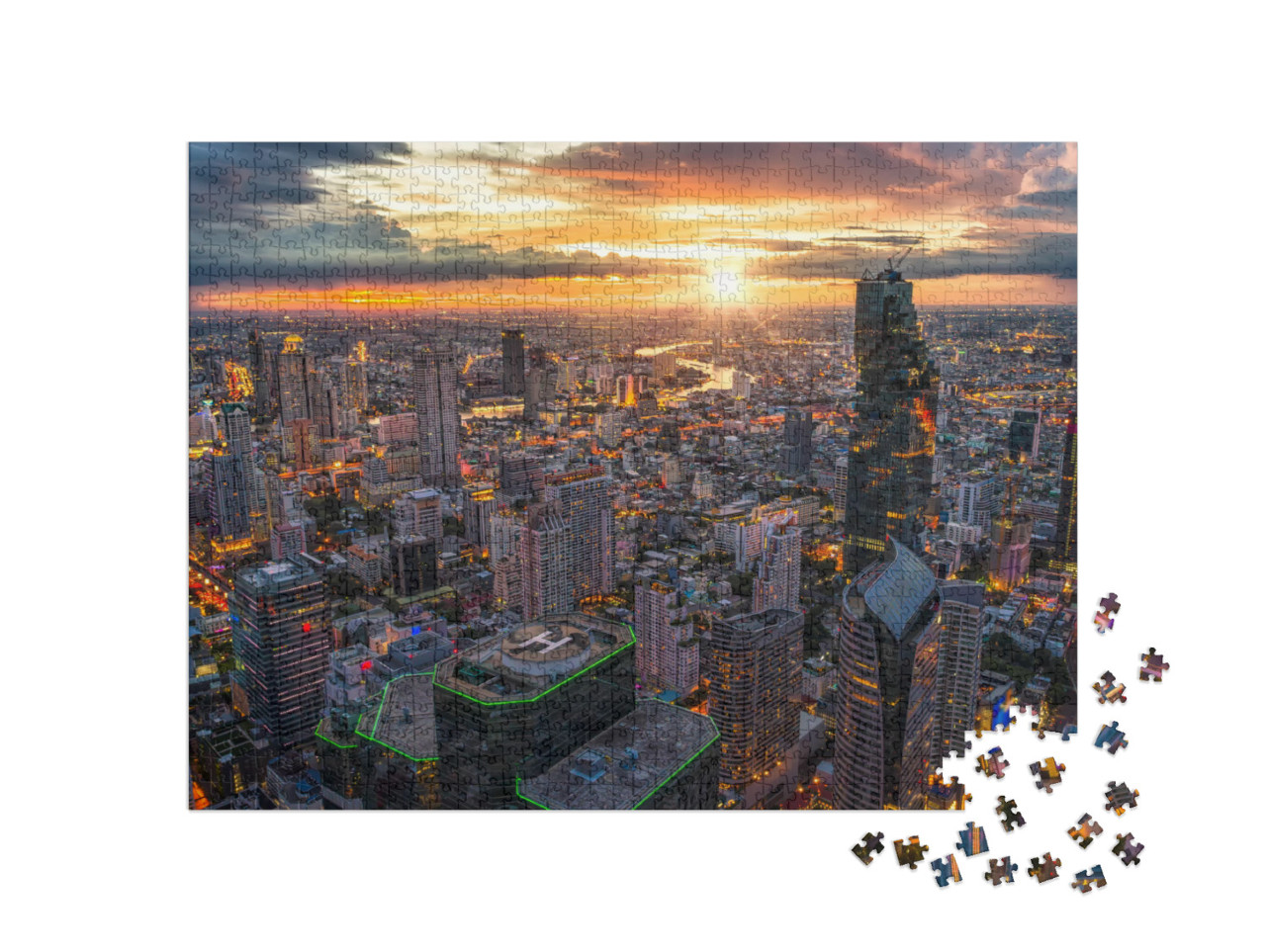 puzzle 1000 dílků „Bangkok osvětlený za soumraku“