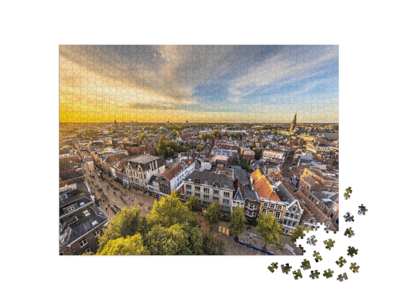 puzzle 1000 dílků „Pohled na historické centrum města Groningen, Nizozemsko“