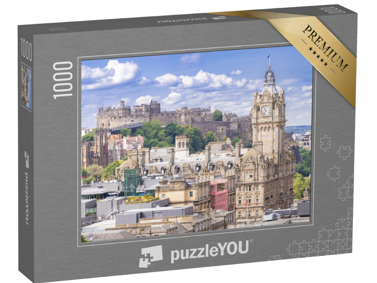 puzzle 1000 dílků „Edinburský hrad s panoramatem Calton Hill, Edinburgh, Skotsko“