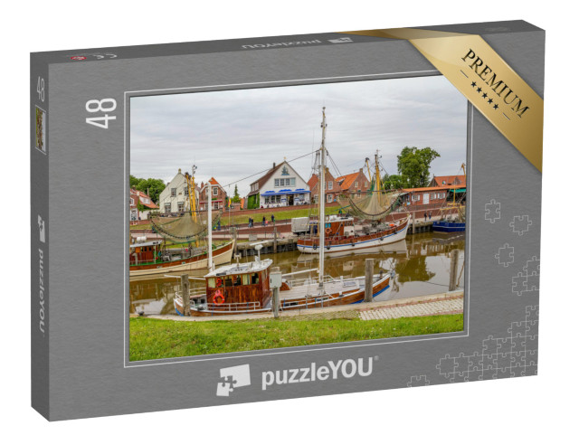puzzle 48 dílků „Idylická přístavní scenérie v Greetsielu, Východní Frísko, Německo“