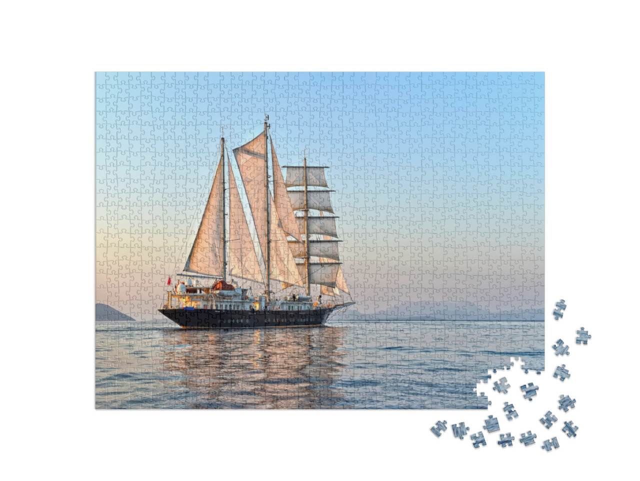 puzzle 1000 dílků „Plachetnice při západu slunce na moři“