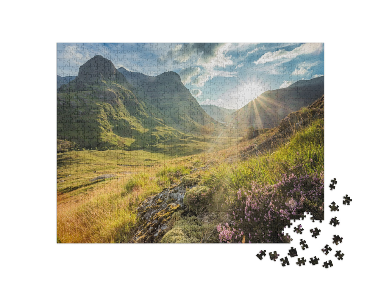 puzzle 1000 dílků „Nedotčená příroda v horách Glencoe, Skotská vysočina“