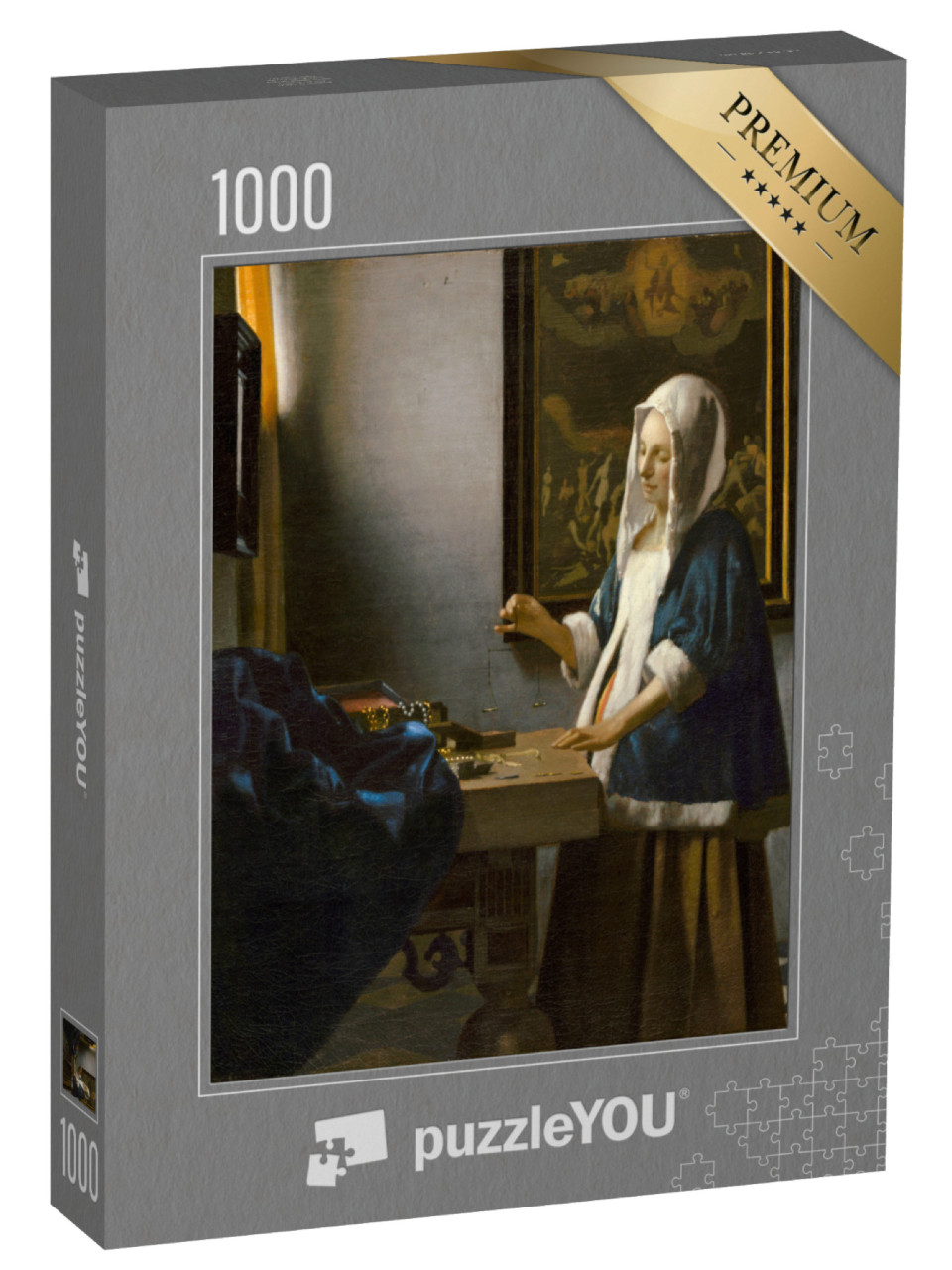 puzzle 1000 dílků „Johannes Vermeer - Žena držící váhy“