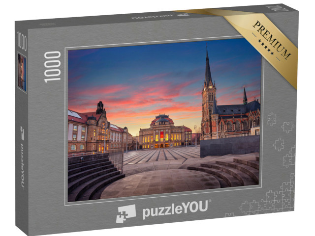 puzzle 1000 dílků „Divadelní náměstí v Chemnitzu večer, Německo“