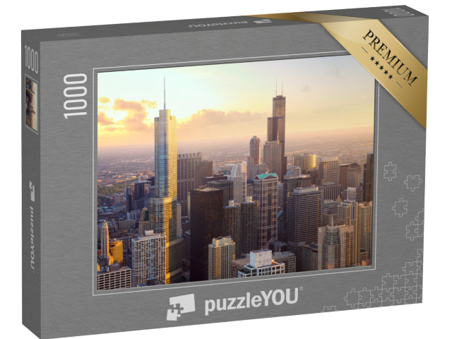 puzzle 1000 dílků „Mrakodrap v Chicagu při západu slunce, USA“