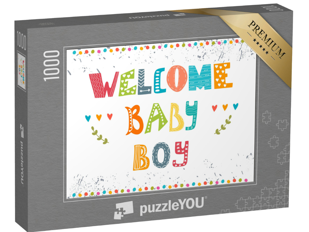 puzzle 1000 dílků „Vítej, chlapečku. Pohlednice s příchodem chlapečka. Baby“