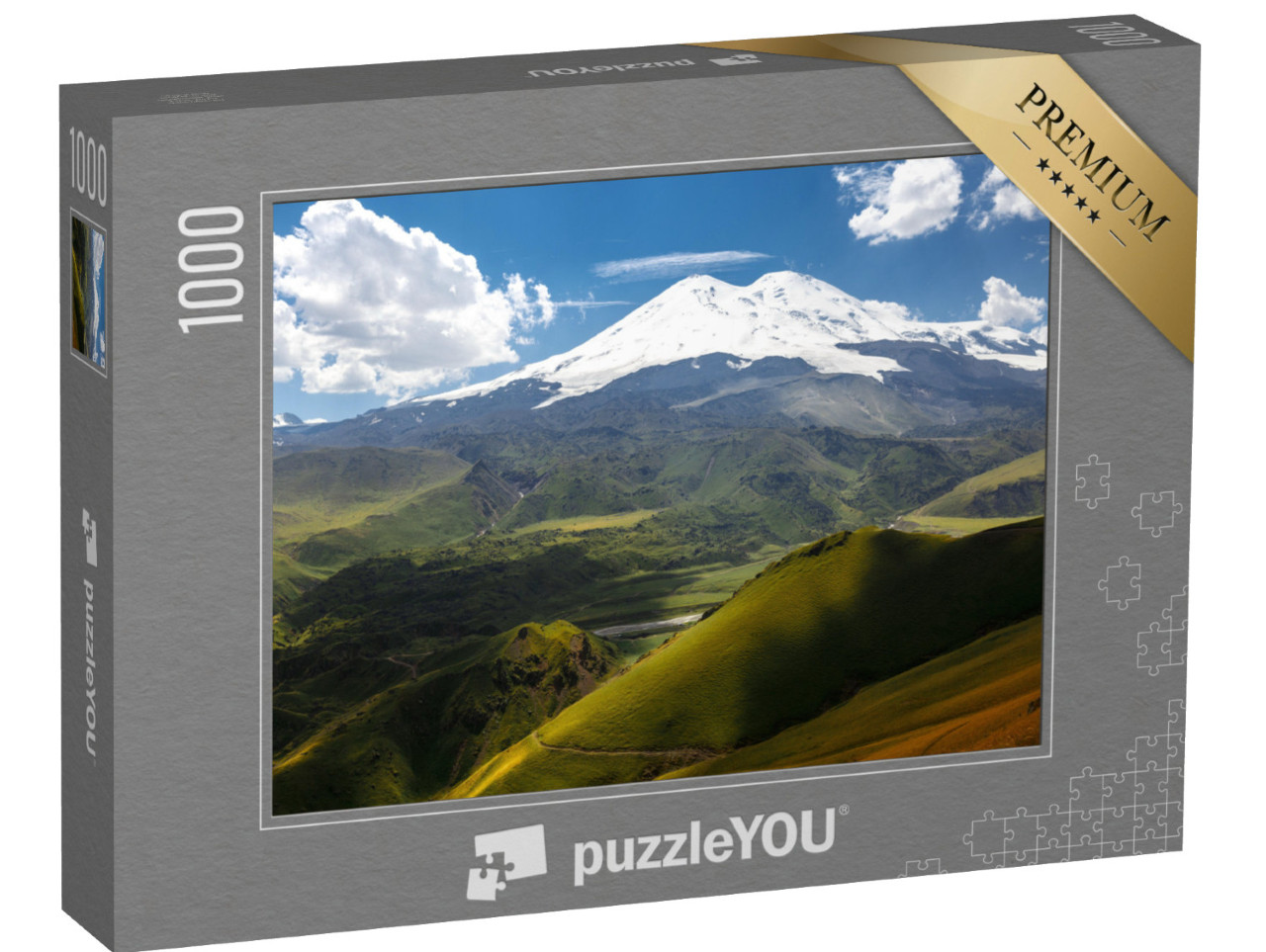 puzzle 1000 dílků „Zelené kopce na Elbrusu, Severní Kavkaz, Rusko“