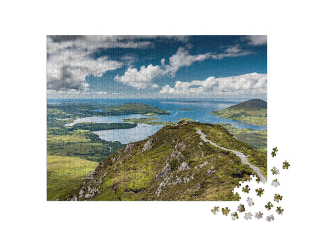 puzzle 1000 dílků „Turistická stezka v národním parku Connemara, Irsko“