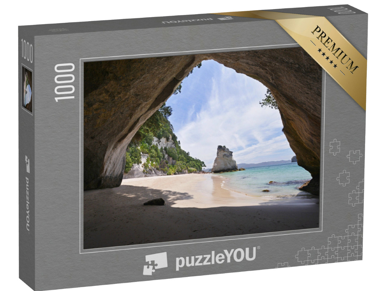 puzzle 1000 dílků „Pláž Cathedral Cove na poloostrově Coromandel, Nový Zéland, Severní ostrov“