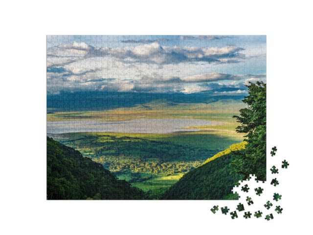 puzzle 1000 dílků „Pohled na dno kráteru Ngorongoro“