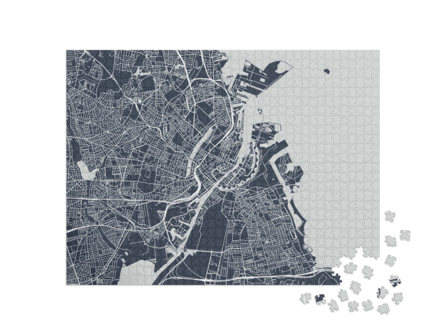 puzzle 1000 dílků „Vektorová mapa města Kodaň, Dánsko“