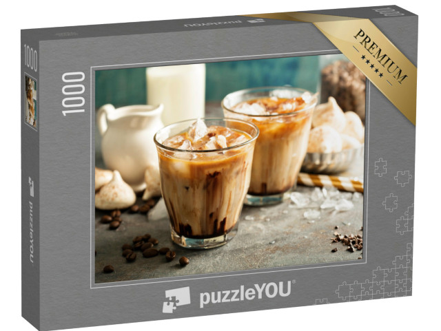 puzzle 1000 dílků „Ledová káva s mlékem, čokoládovým sirupem a pusinkami“