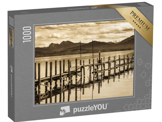 puzzle 1000 dílků „Retrospektiva dřevěné lávky u Gstadt am Chiemsee“