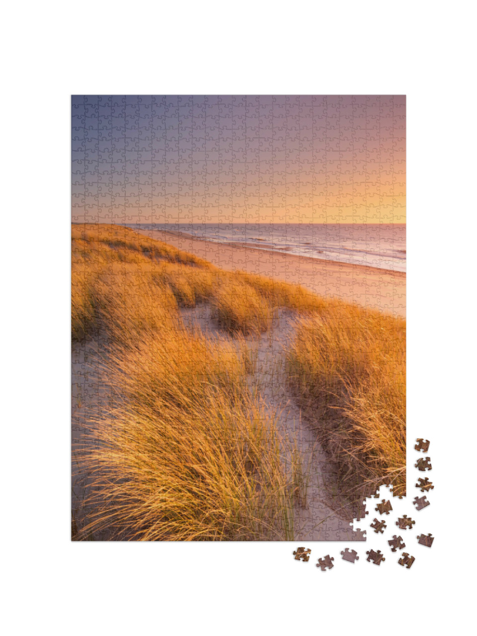 puzzle 1000 dílků „Západ slunce nad dunami Texelu v Nizozemsku“