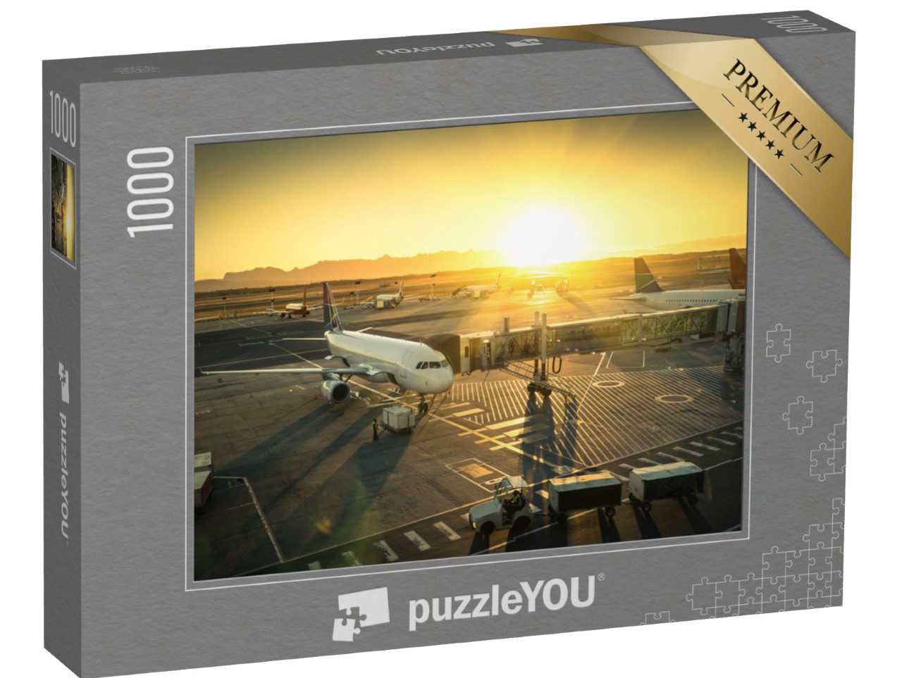 puzzle 1000 dílků „Letadlo u brány připravené ke startu“