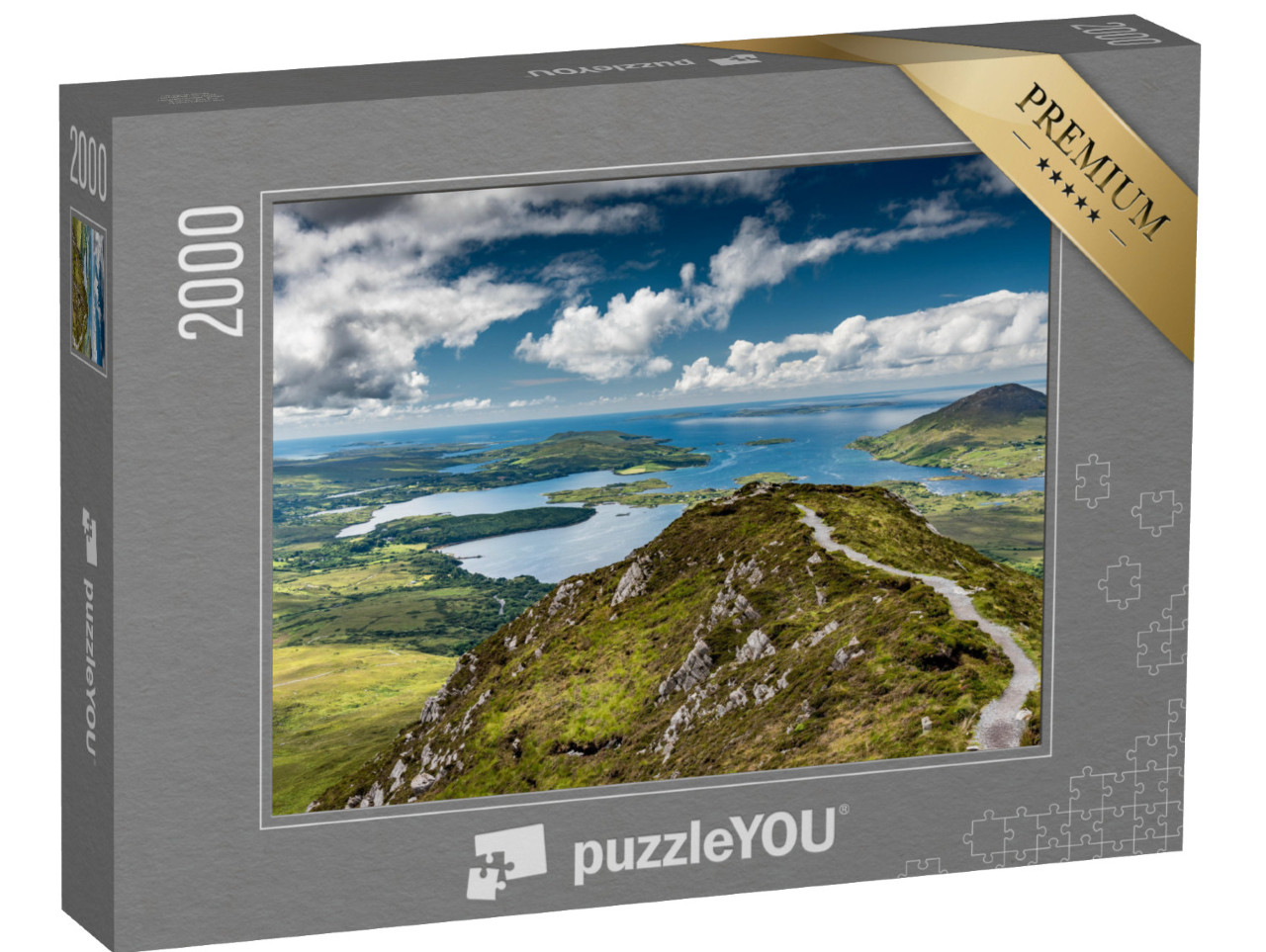puzzle 2000 dílků „Turistická stezka v národním parku Connemara, Irsko“