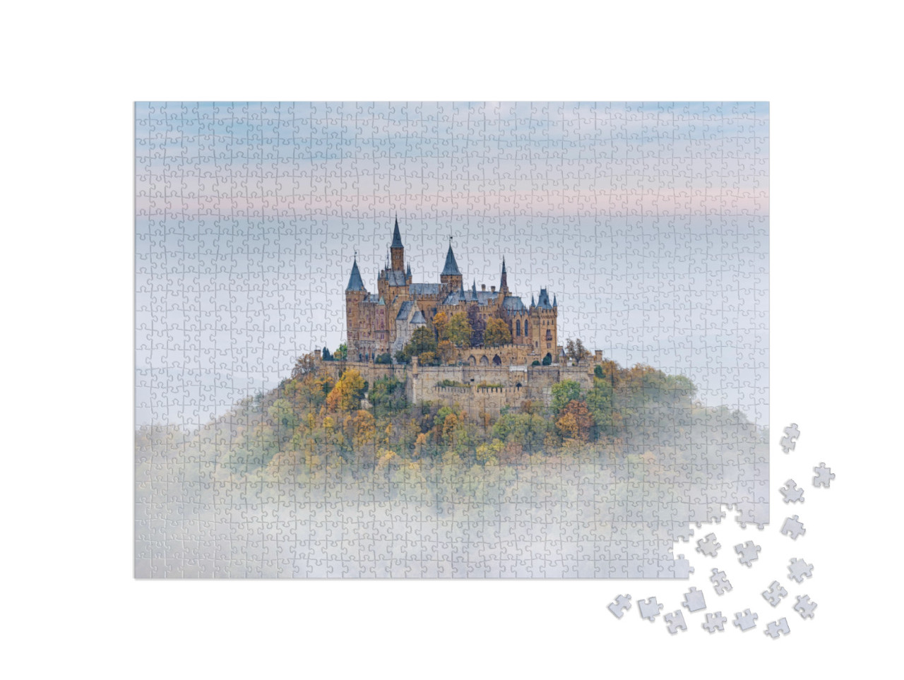 puzzle 1000 dílků „Německý hrad Hohenzollern nad mraky“