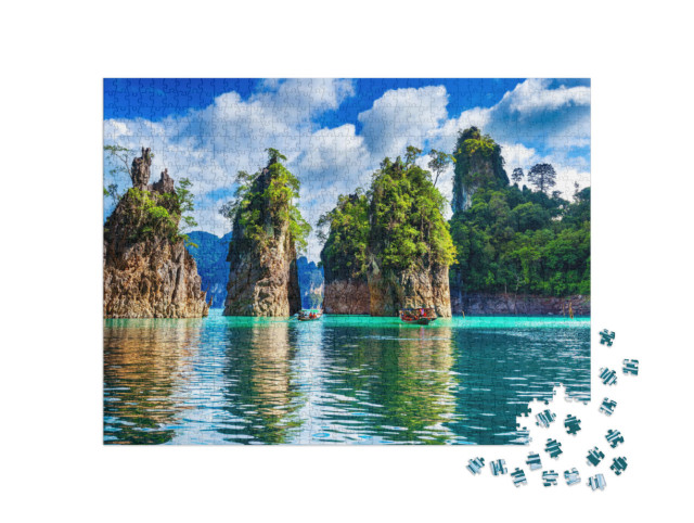 puzzle 1000 dílků „Hory ve vodě, Národní park Khao Sok, Thajsko“