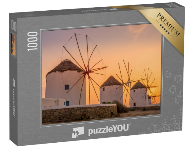 puzzle 1000 dílků „Tradiční řecké větrné mlýny na Mykonosu“