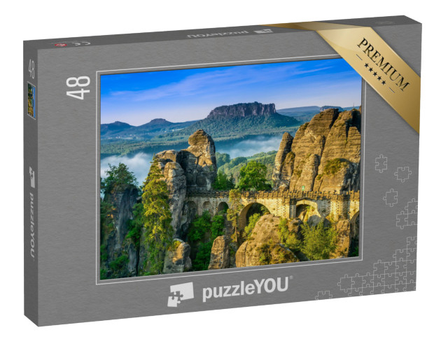 puzzle 48 dílků „Východ slunce na Bastei v Saském Švýcarsku, Německo“