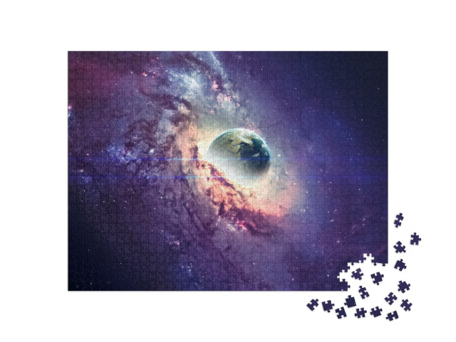 puzzle 1000 dílků „Černá díra, galaxie ve vesmíru, krása vesmíru“